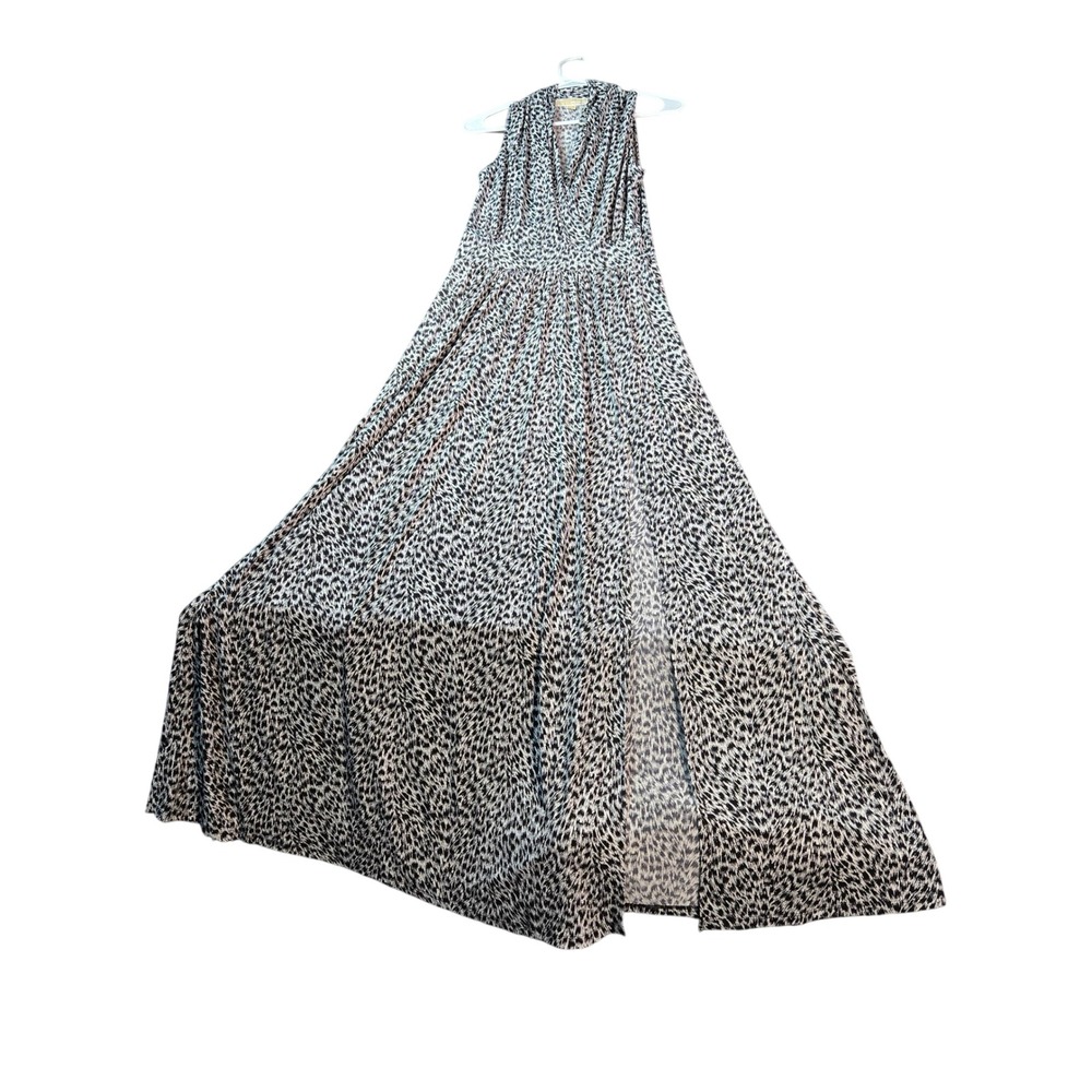 Michael Michael Kors Sleeveless Maxi Dress Black White Animal Print Small Slit